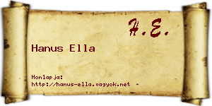 Hanus Ella névjegykártya